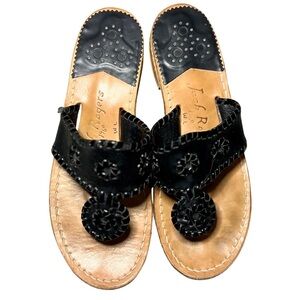 Jack Rogers Black Leather Thong Sandals – Women’s 7M